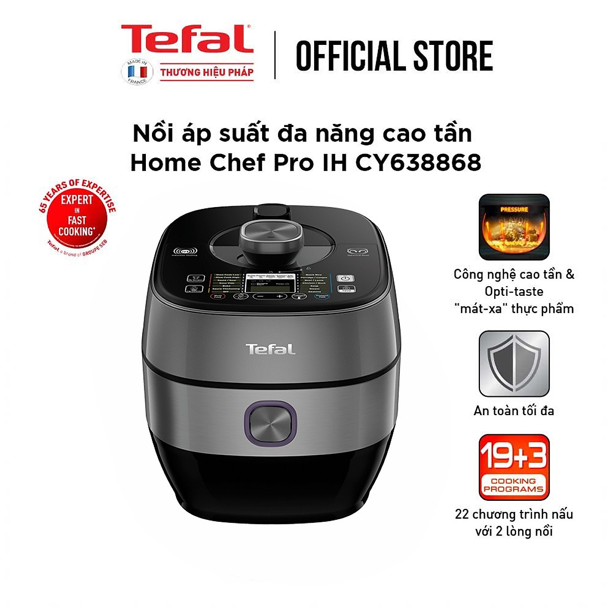 Nồi áp suất điện đa năng 5L cao tần Tefal CY638868 - Hàng chính hãng