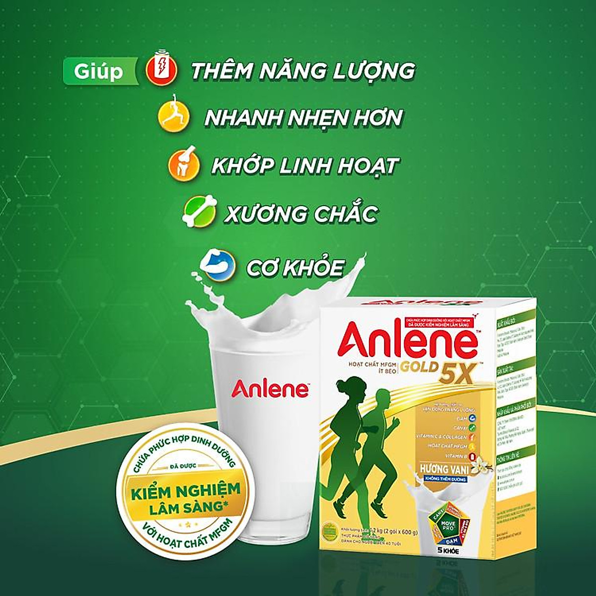 Combo 4 Sữa Bột Anlene Gold 5X Hương Vanilla (Hộp Giấy 1,2kg)