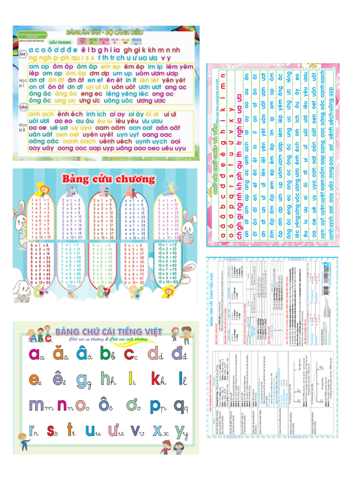 Mua Combo Bảng Cửu Chương, Bảng Chia + Bảng Chữ Cái Tiếng Việt + Bảng Chữ Cái Chữ Ghép Và Vần + Bảng Tóm Tắt Toán Tiểu Học + Bảng Âm Vần ( Mua Combo Bảng Cửu Chương, Bảng Chia + Bảng Chữ Cái Tiếng Việt + Bảng Chữ Cái Chữ Ghép Và Vần + Bảng Tóm Tắt Toán Tiểu Học + Bảng Âm Vần (