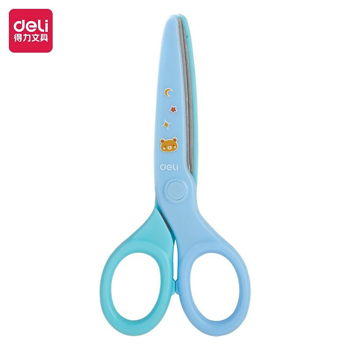 Kéo học sinh Deli hình con gấu dễ thương - Kéo cắt thực hành thủ công - 6023S