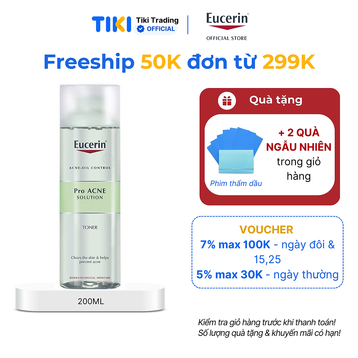Nước cân bằng cho da nhờn mụn Eucerin Pro Acne Toner 200ml