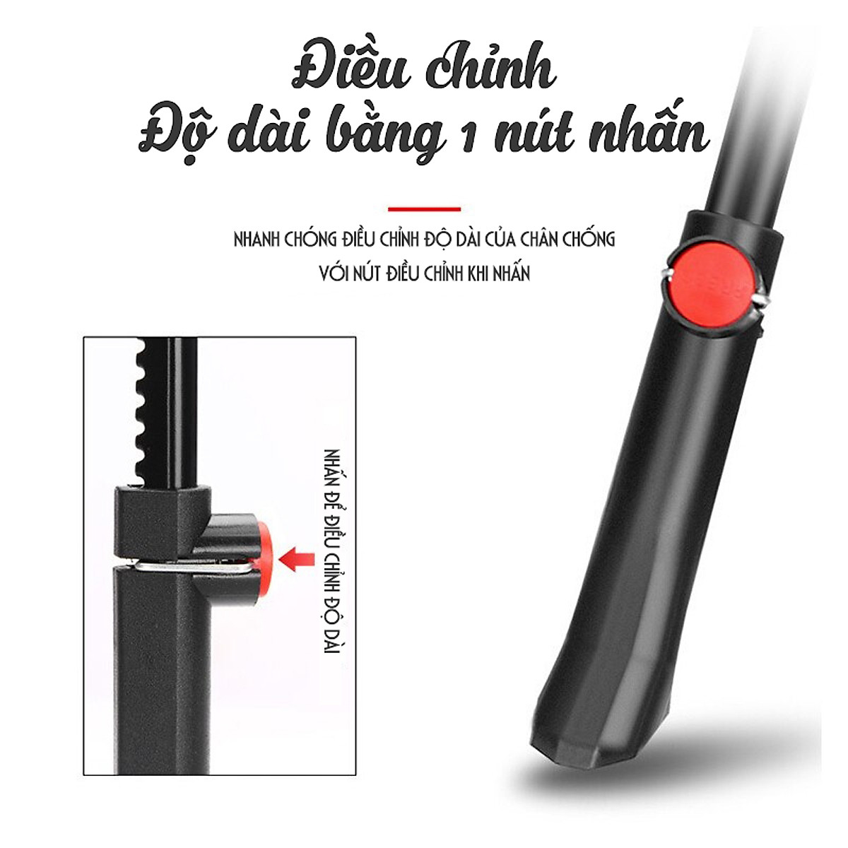 Chân Chống Xe Đạp Thể Thao Hợp Kim Nhôm Siêu Nhẹ Có Thể Điều Chỉnh Dài Ngắn 36-41cm Phù Hợp Bánh Xe 22-29 inch Cho Xe Đạp Mai Lee