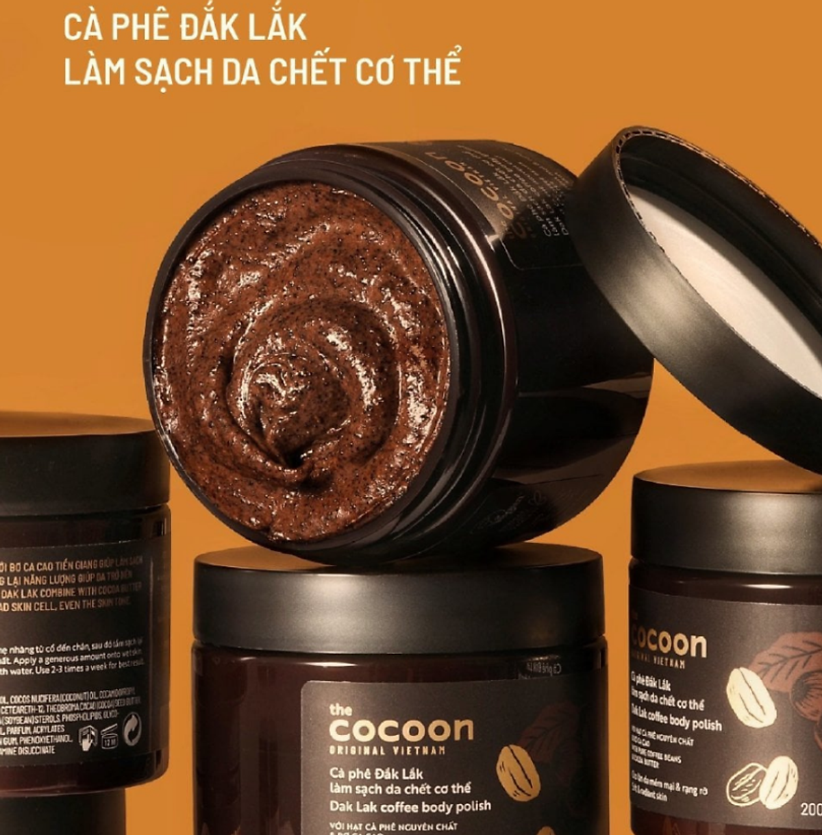 Tẩy da chết cơ thể cà phê Dăk Lăk Cocoon - Hũ 200ml