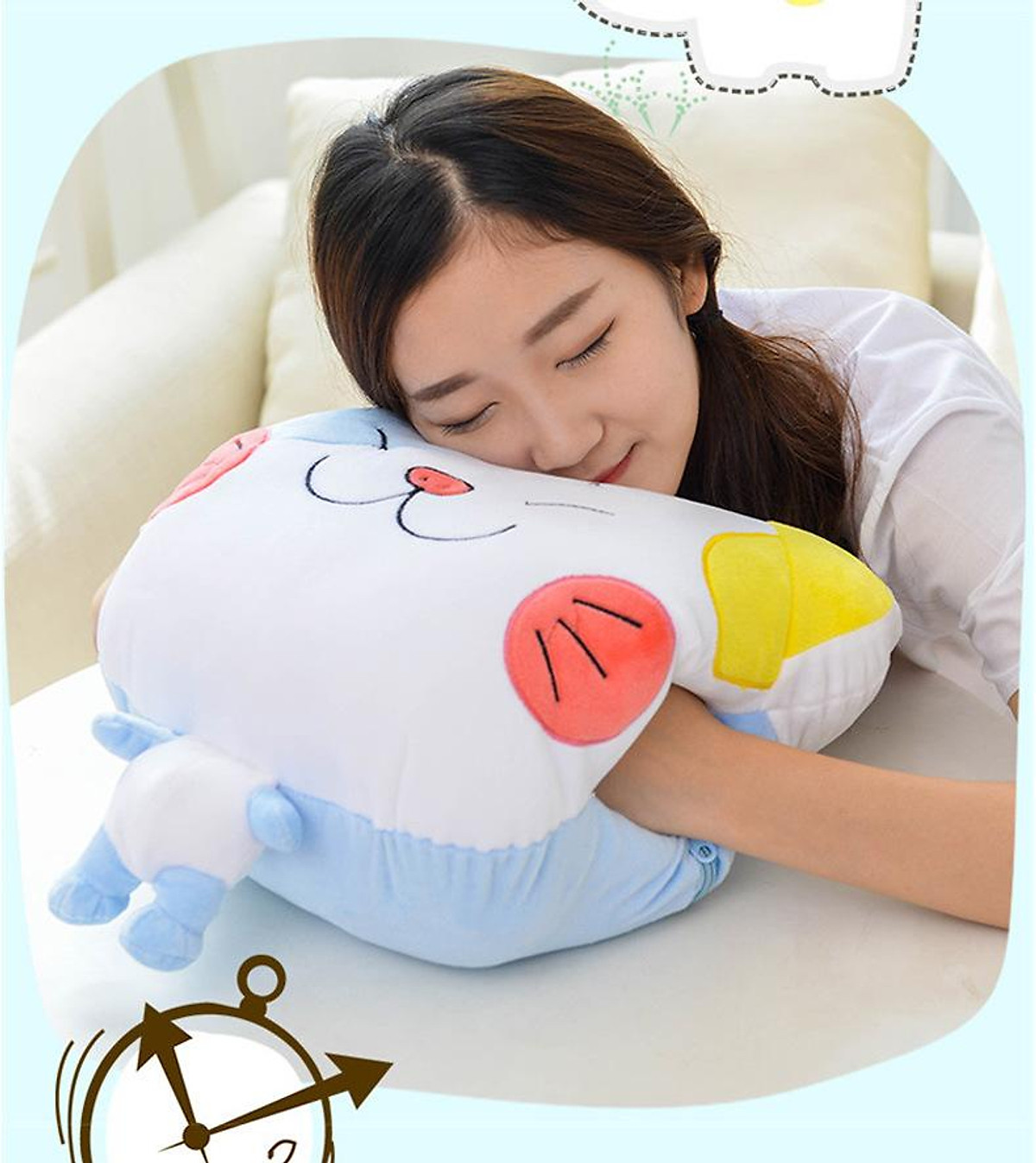 Bộ chăn gối ngủ văn phòng hình mèo chibi 3 in 1, mẫu ngẫu nhiên- hàng chính hãng
