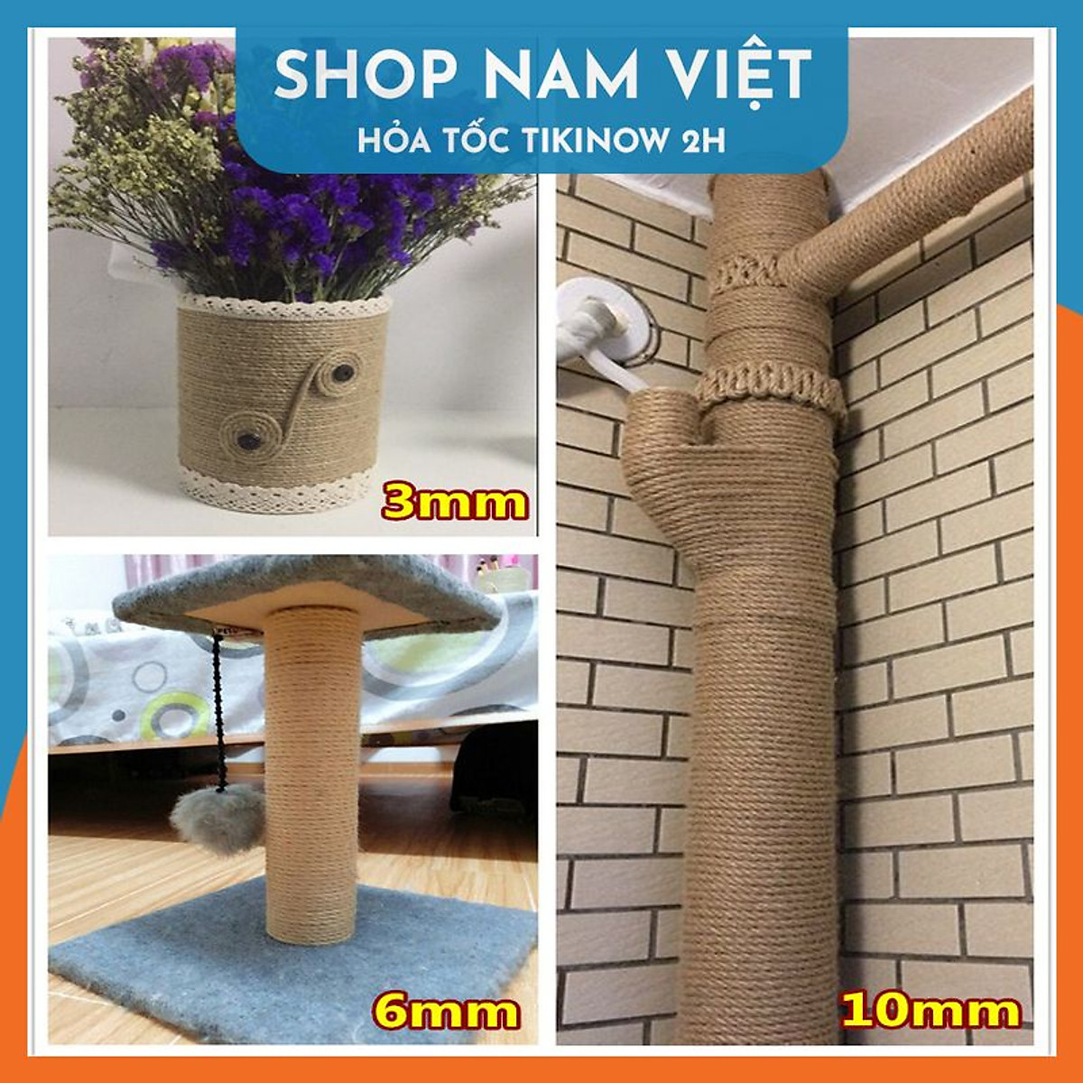 Dây Thừng Trang Trí Nhà Cửa Sợi Gai Tự Nhiên (Bán Theo Mét)