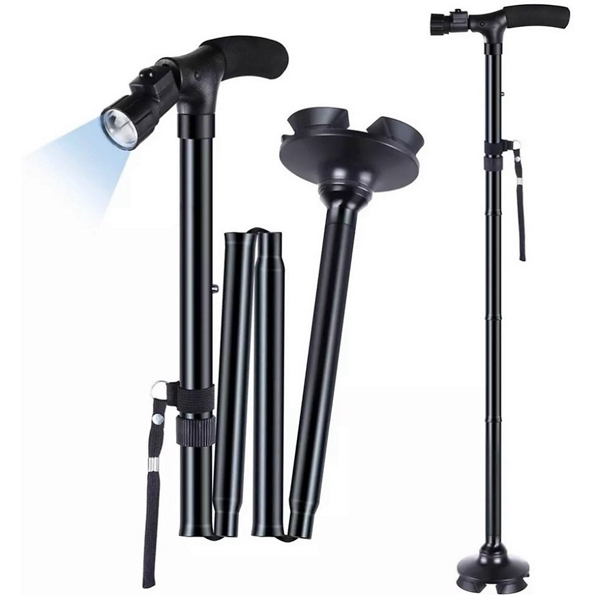 Gậy cho người già chống trượt có đèn Led