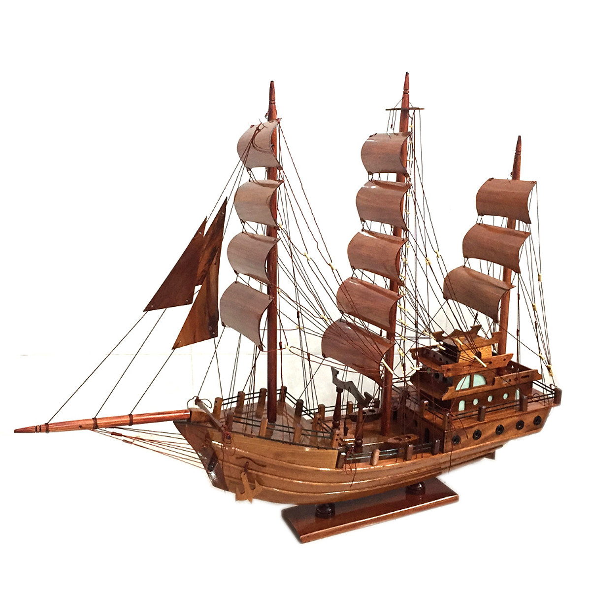 Mô hình thuyền gỗ trang trí Thái Lan - thân 60cm - gỗ tràm