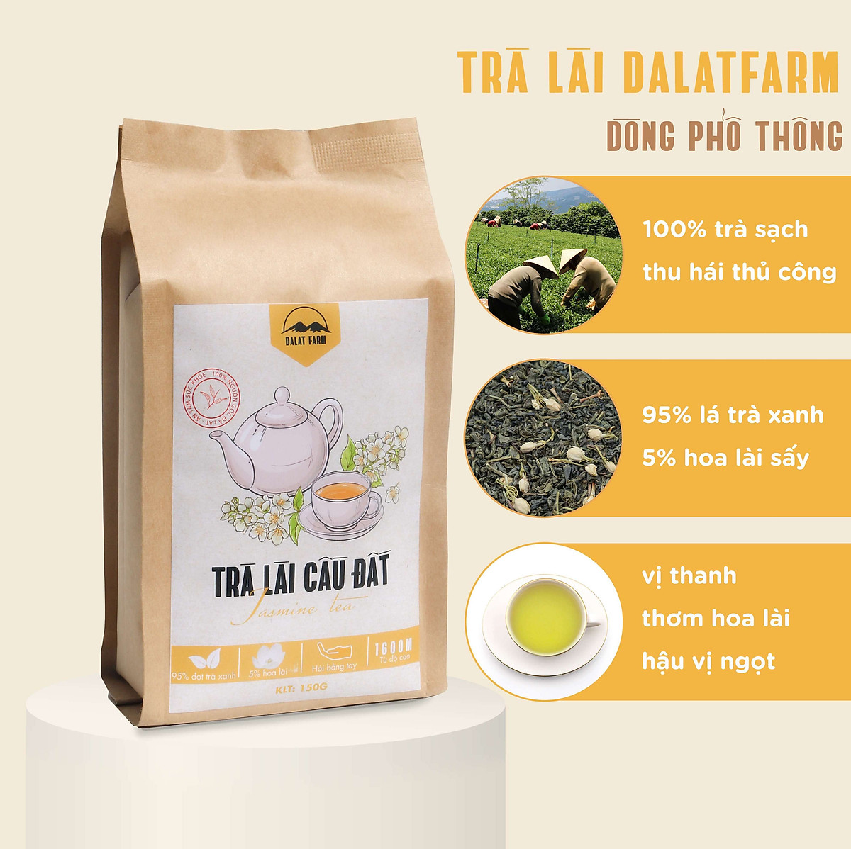 Trà Lài Cầu Đất - Túi 150Gr (Trà Hoa Nhài - Jasmine Tea)