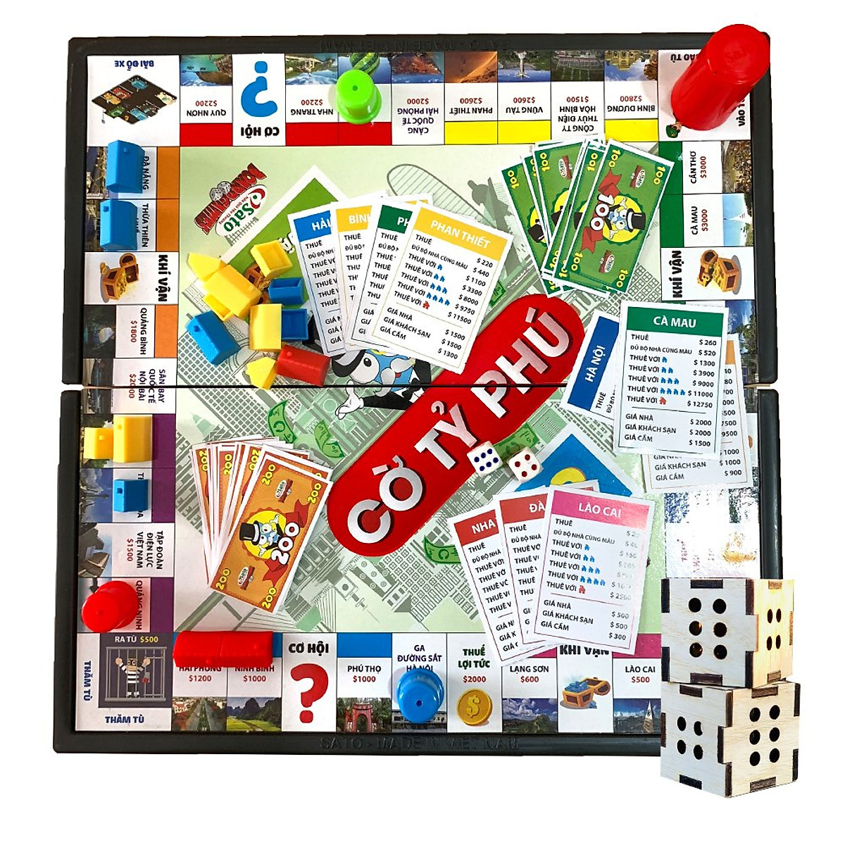 Bộ Chơi Cờ Tỷ Phú Monopoly Phiên Bản Việt Nam Tặng Thêm 2 Xí Ngầu Siêu To