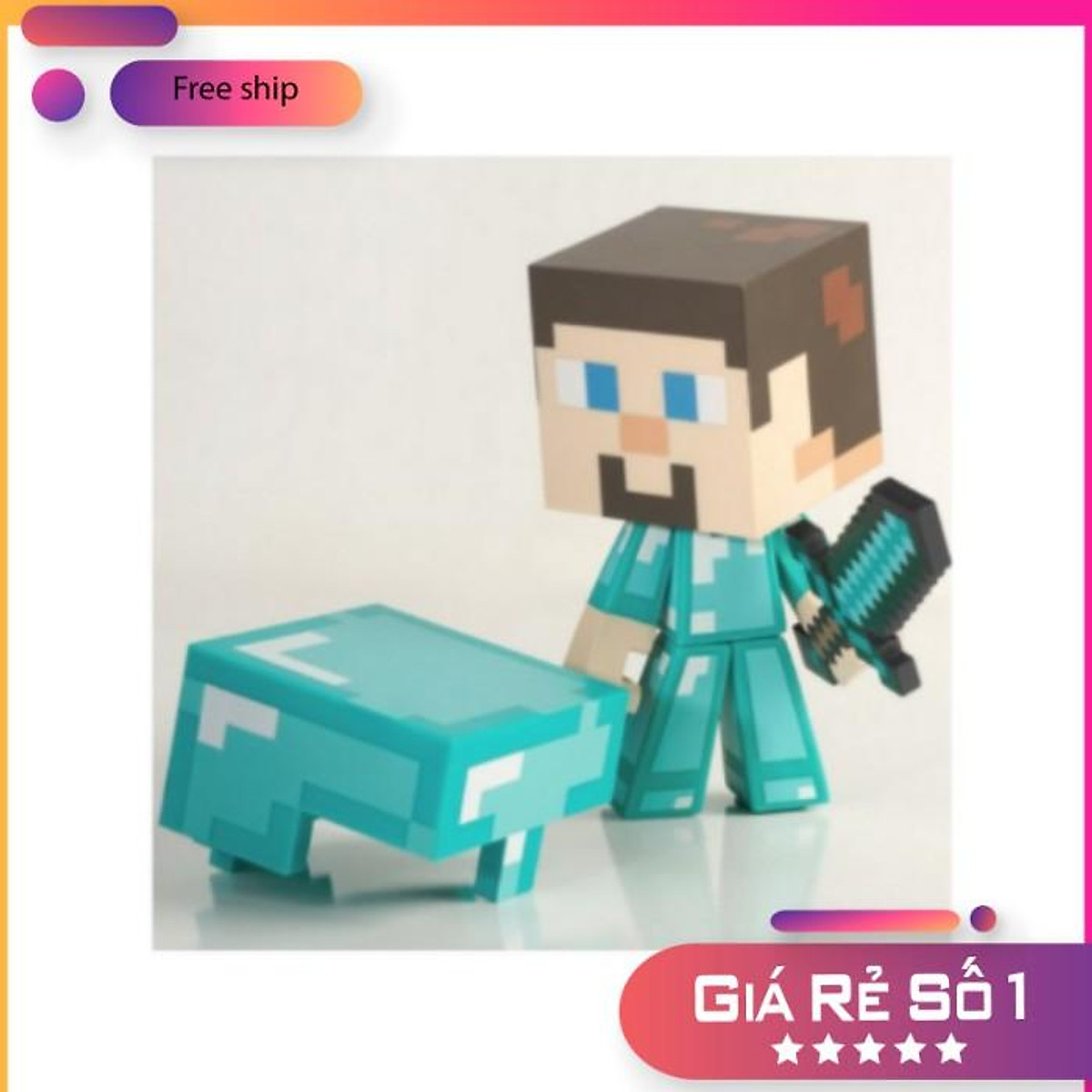 Mô hình steve giáp kim cương Minecraft chính hãng M o j a n g - J ...