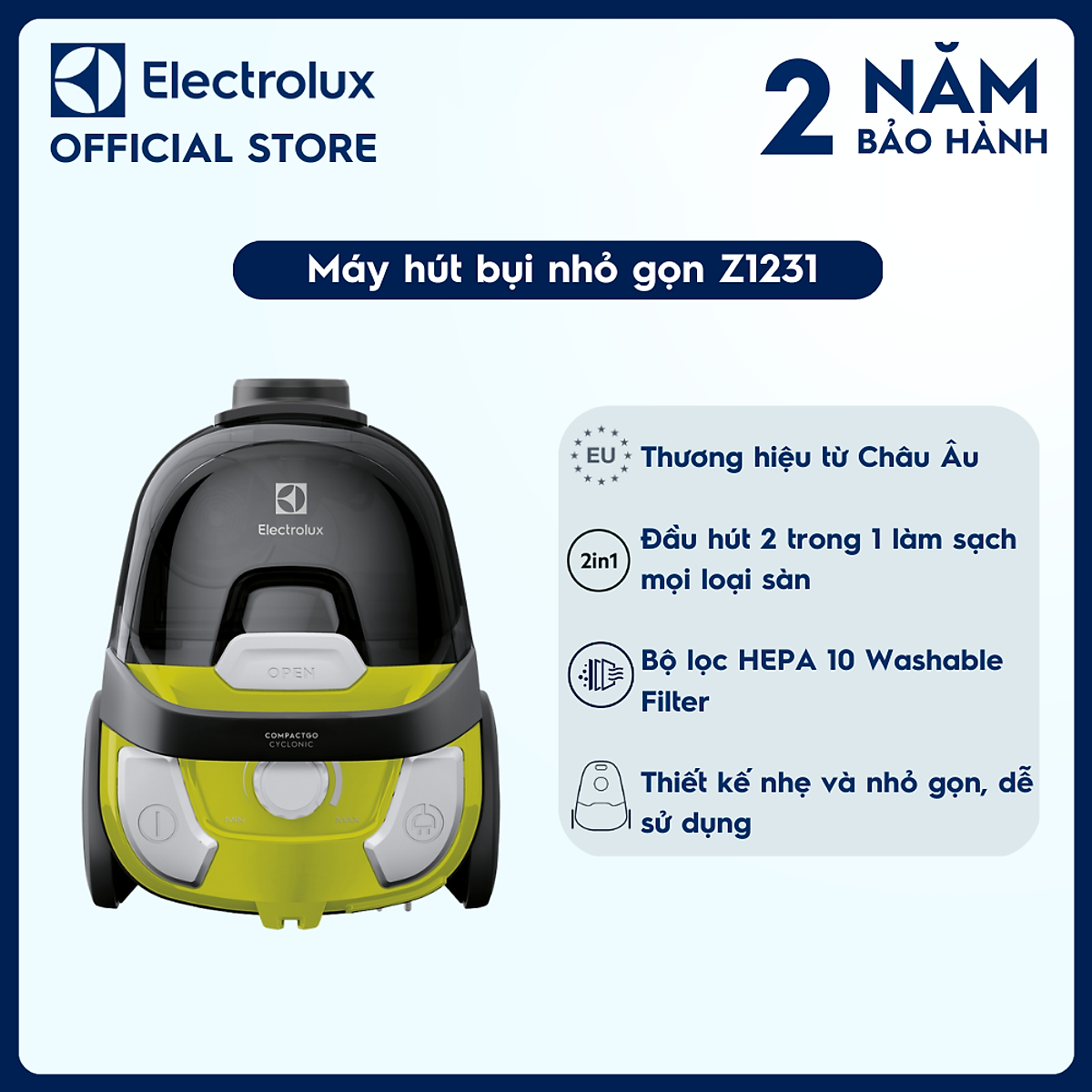 Máy hút bụi nhỏ gọn Electrolux Z1231 Hút bụi đa năng [Hàng chính hãng]