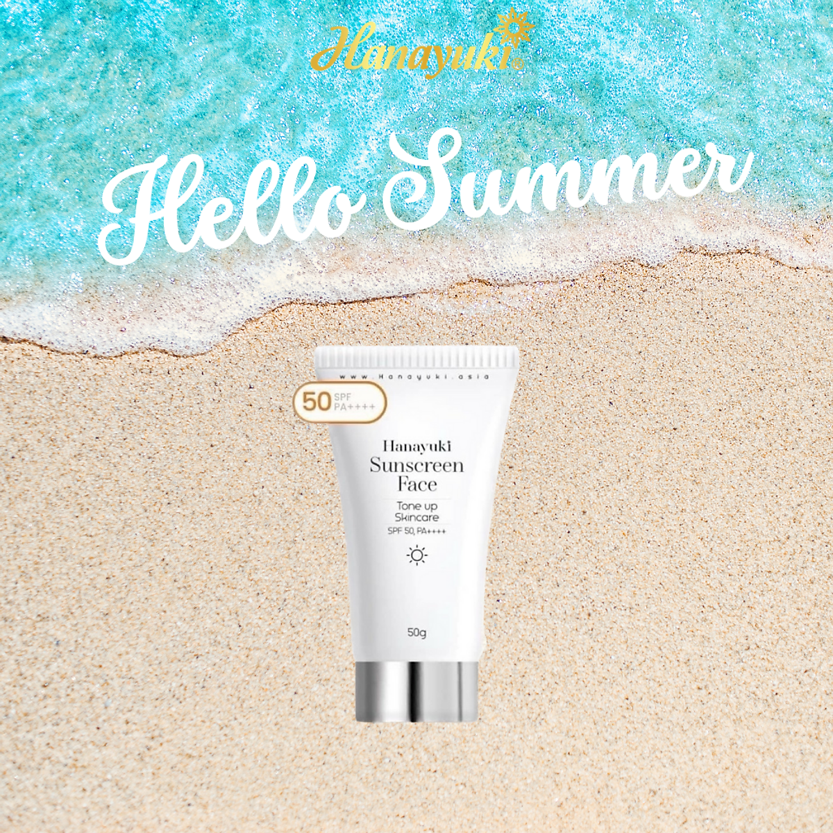 Kem Chống Nắng Sunscreen Face Hanayuki Chính Hãng SPF 50+/PA++++ Nâng Tông Kiềm Dầu 50g