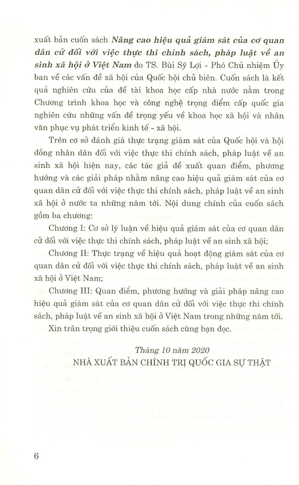 Nâng Cao Hiệu Quả Giám Sát Của Cơ Quan Dân Cử Đối Với Việc Thực Thi Chính Sách, Pháp Luật Về An Sinh Xã Hội Ở Việt Nam