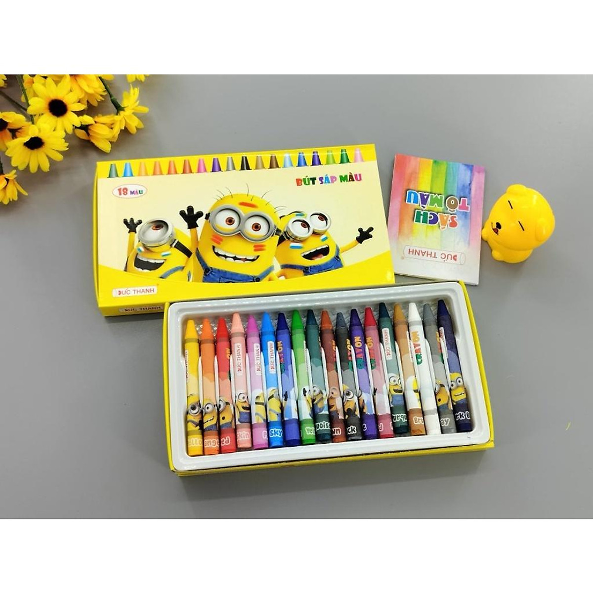 Bút Sáp Màu Đức Thanh - Hình Minion Tinh Nghịch - 18 Màu - 1 Hộp