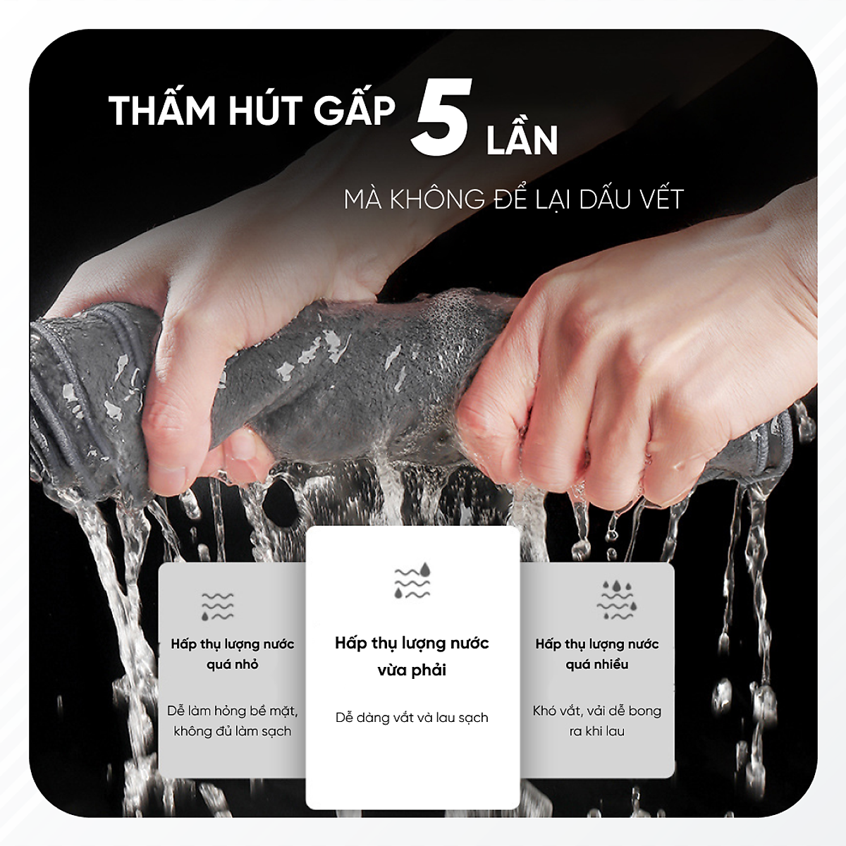 Khăn Lau Xe Hơi Ô Tô THẾ HỆ MỚI Cao Cấp Gia Dụng Đa Năng Siêu Thấm Microfiber, Không rụng lông