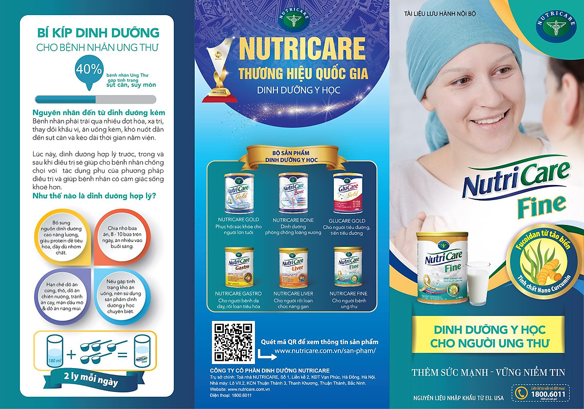 Bộ 2 lon sữa NutriCare Fine 900g - Dinh dưỡng y học cho người ung thư