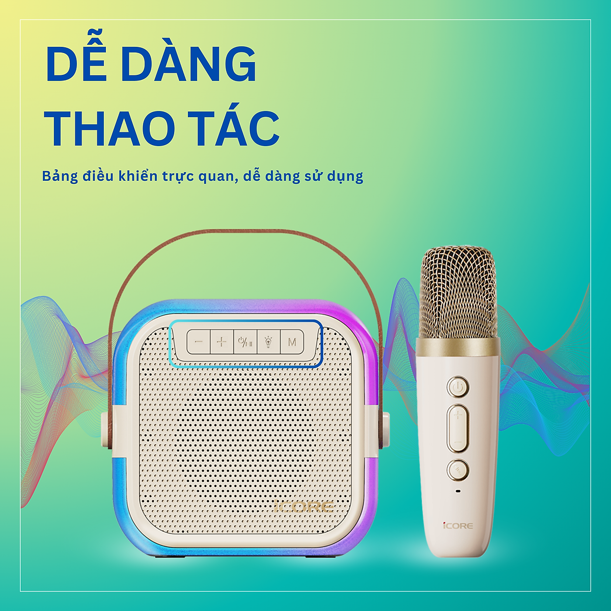 Bộ Loa Karaoke mini Bluetooth iCore ISM59 kèm 01 Micro - Hàng Chính Hãng