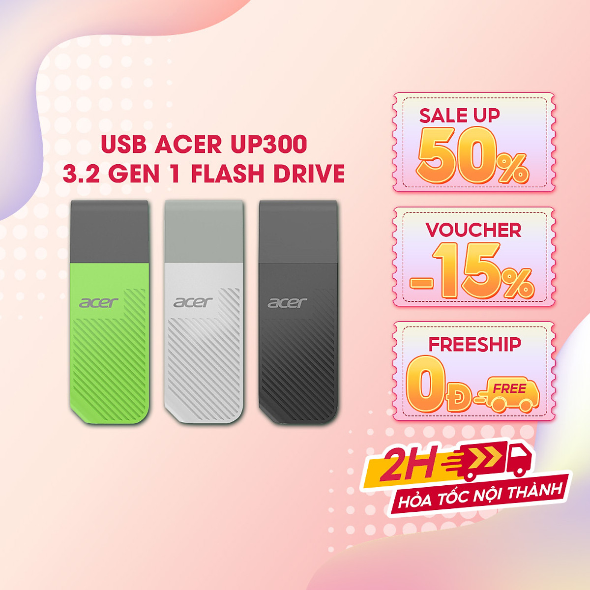 USB 3.2 Gen 1 Acer UP300 dung lượng USB 8GB - 1TB - Hàng chính hãng