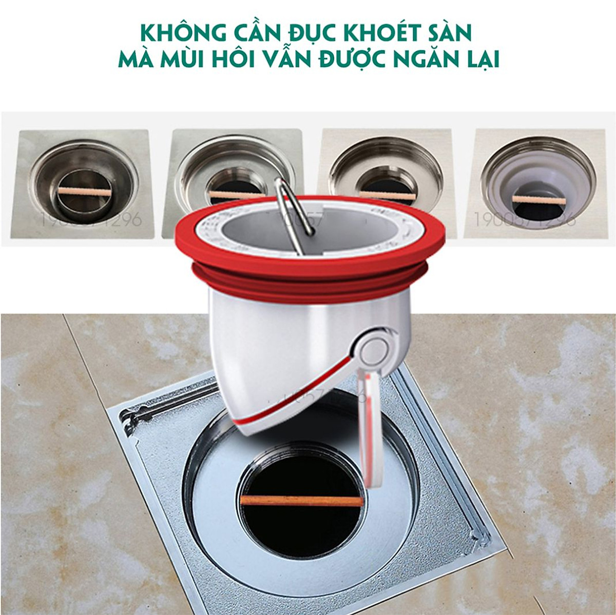 Nắp Ngăn Mùi Thoát Sàn ECODEALS - Chặn Mùi Hôi Cống, Chống côn trùng, Chống trào ngược - MẪU MỚI CẢI TIẾN, ĐỦ KÍCH CỠ