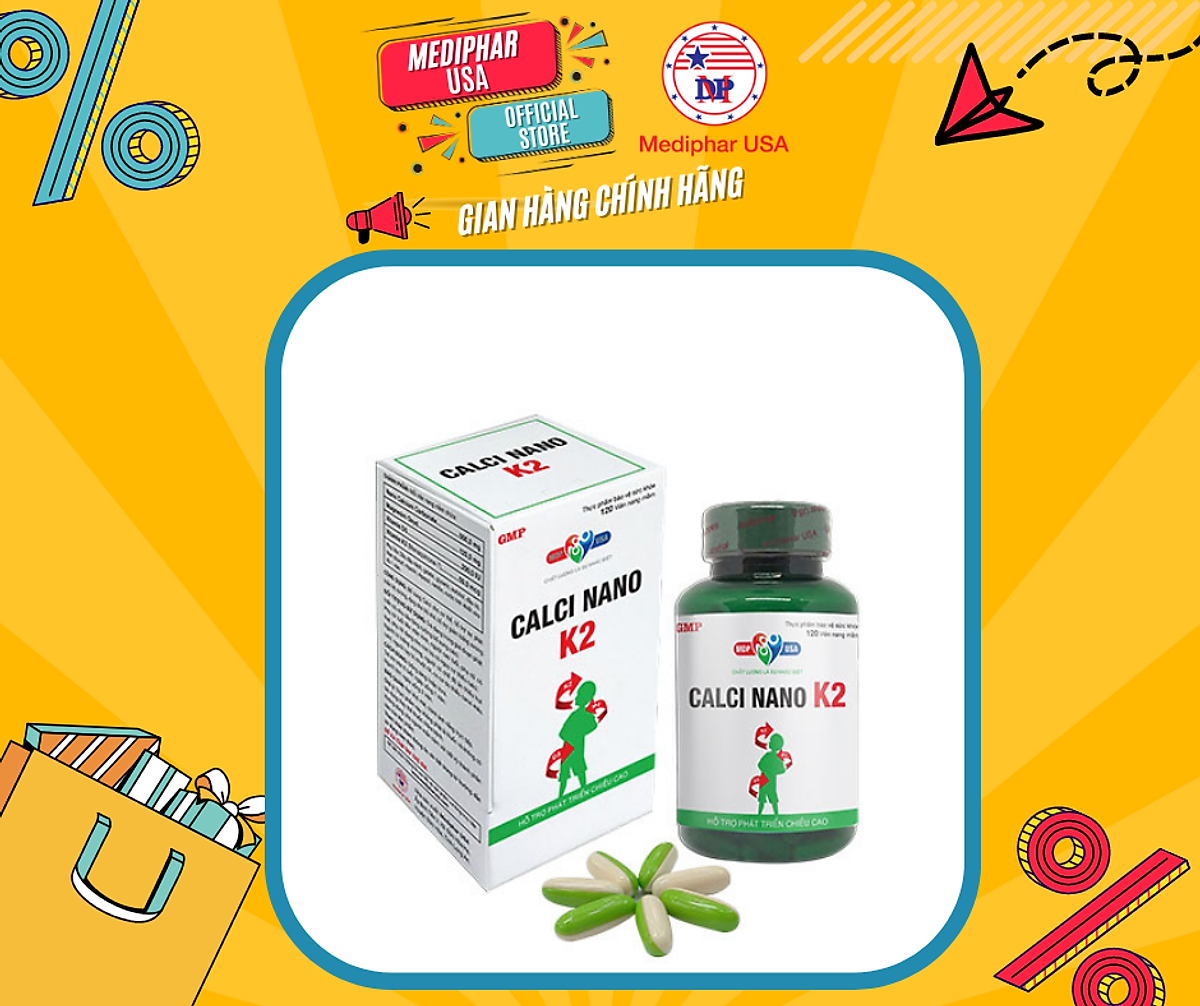 Thực phẩm chức năng Calci Nano K2 Softgels - tăng chiều cao, bổ sung canxi và vitamin D hàng ngày