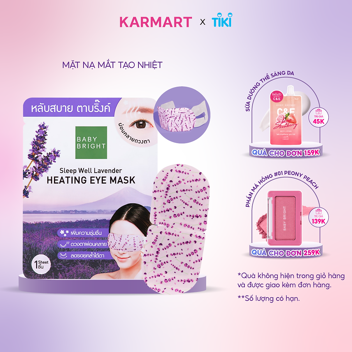 Mặt nạ ngủ mắt Baby Bright Sleep Well Lavender heating Eye Mask