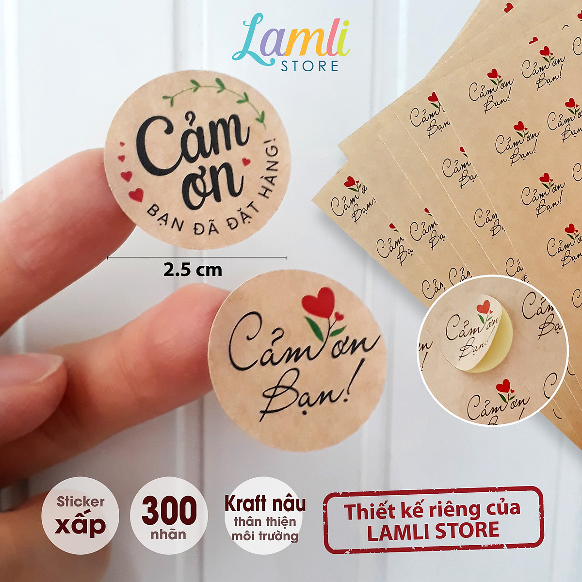 LAMLI STORE THIẾT KẾ] 300 Nhãn dán CẢM ƠN, Sticker Thank you TIẾNG ...