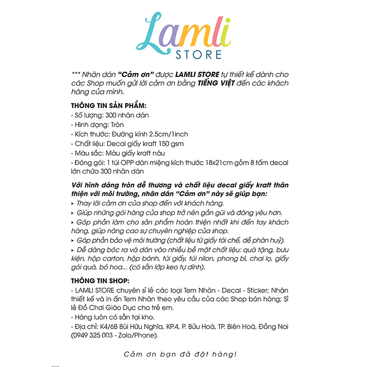 LAMLI STORE THIẾT KẾ] 300 Nhãn dán CẢM ƠN, Sticker Thank you TIẾNG ...