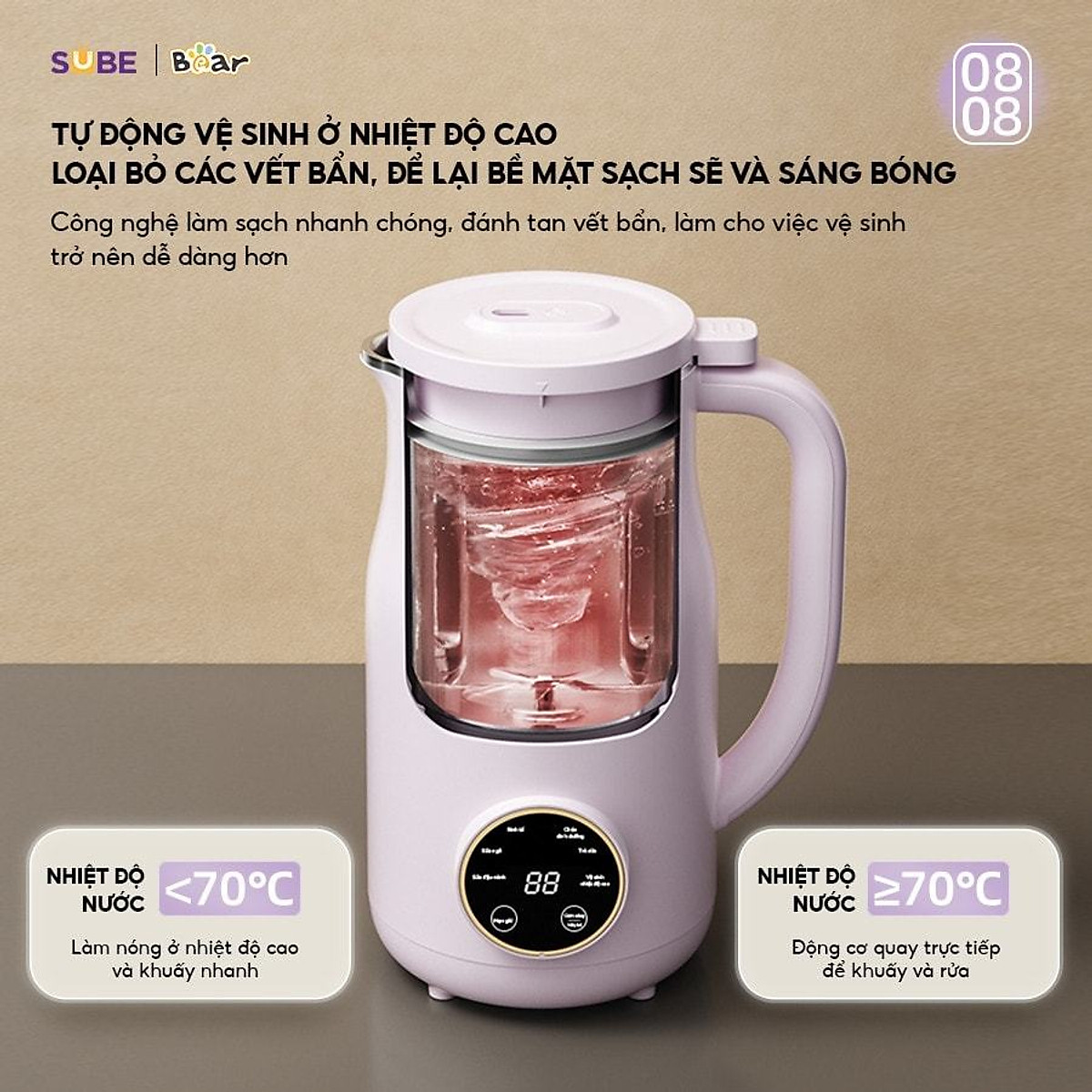 Máy làm sữa hạt Bear 0,6L SB-SH06D 0.6L 500W (Bản Quốc Tế) - Hàng chính hãng
