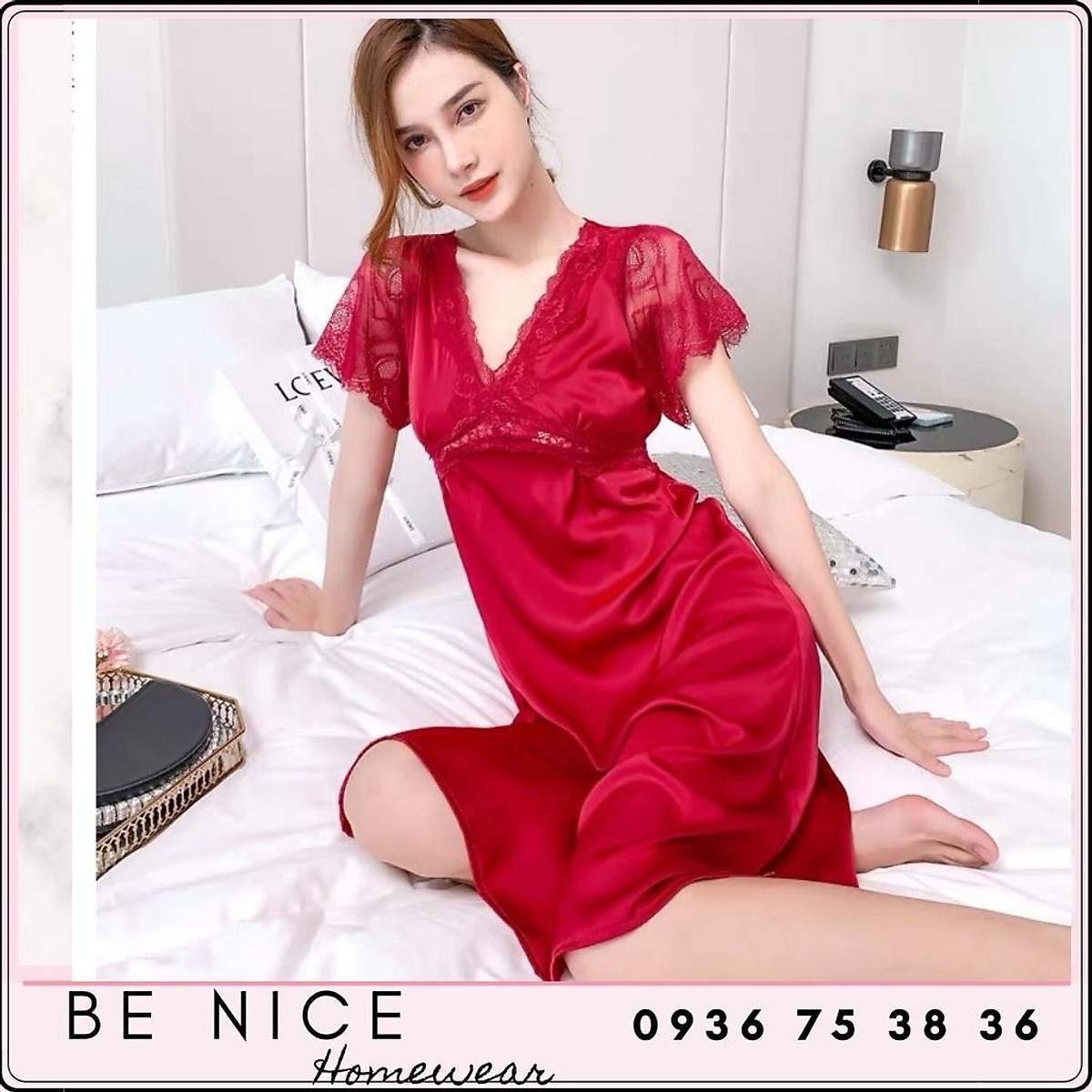 Mua Váy ngủ lụa cao cấp phối ren có tay sang trọng cho nàng Be Nice  Homewear tại Be Nice Homewear Đồ mặc nhà xinh  Tiki