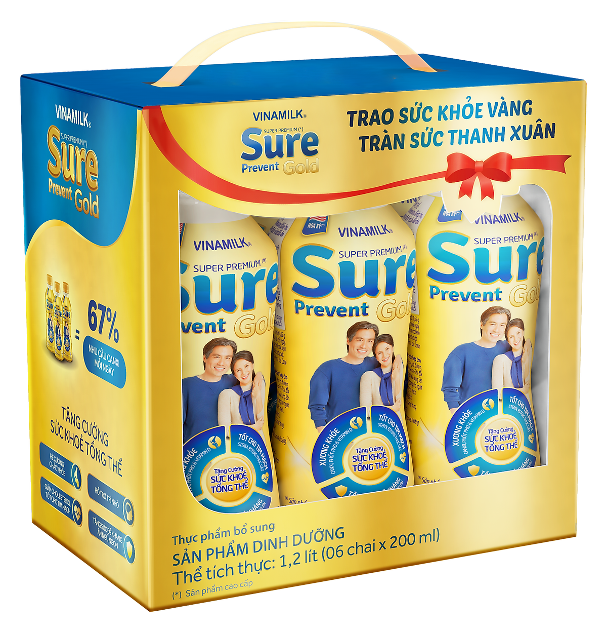 Sản phẩm dinh dưỡng Vinamilk Sure Prevent Gold Chai 200ml (Lốc 6 chai)