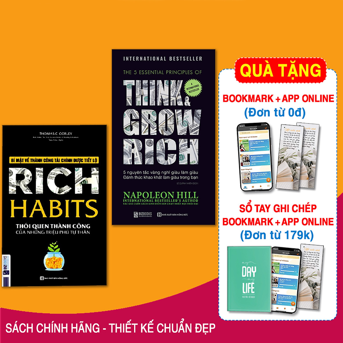  Combo 5 nguyên tắc vàng nghĩ giàu làm giàu + Rich Habits - Thói Quen Thành Công Của Những Triệu Phú Tự Thân