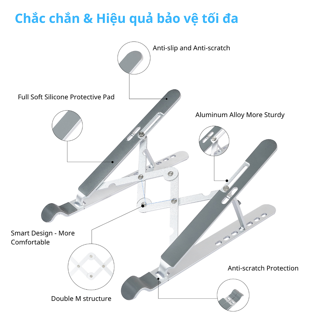 Giá Đỡ Laptop Hợp Kim Nhôm Cao Cấp Dễ Dàng Gấp Gọn, Giúp Tản Nhiệt Laptop, Máy Tính Xách Tay - 07 Nấc Điều Chỉnh Góc Độ. Hàng Chính Hãng Tamayoko