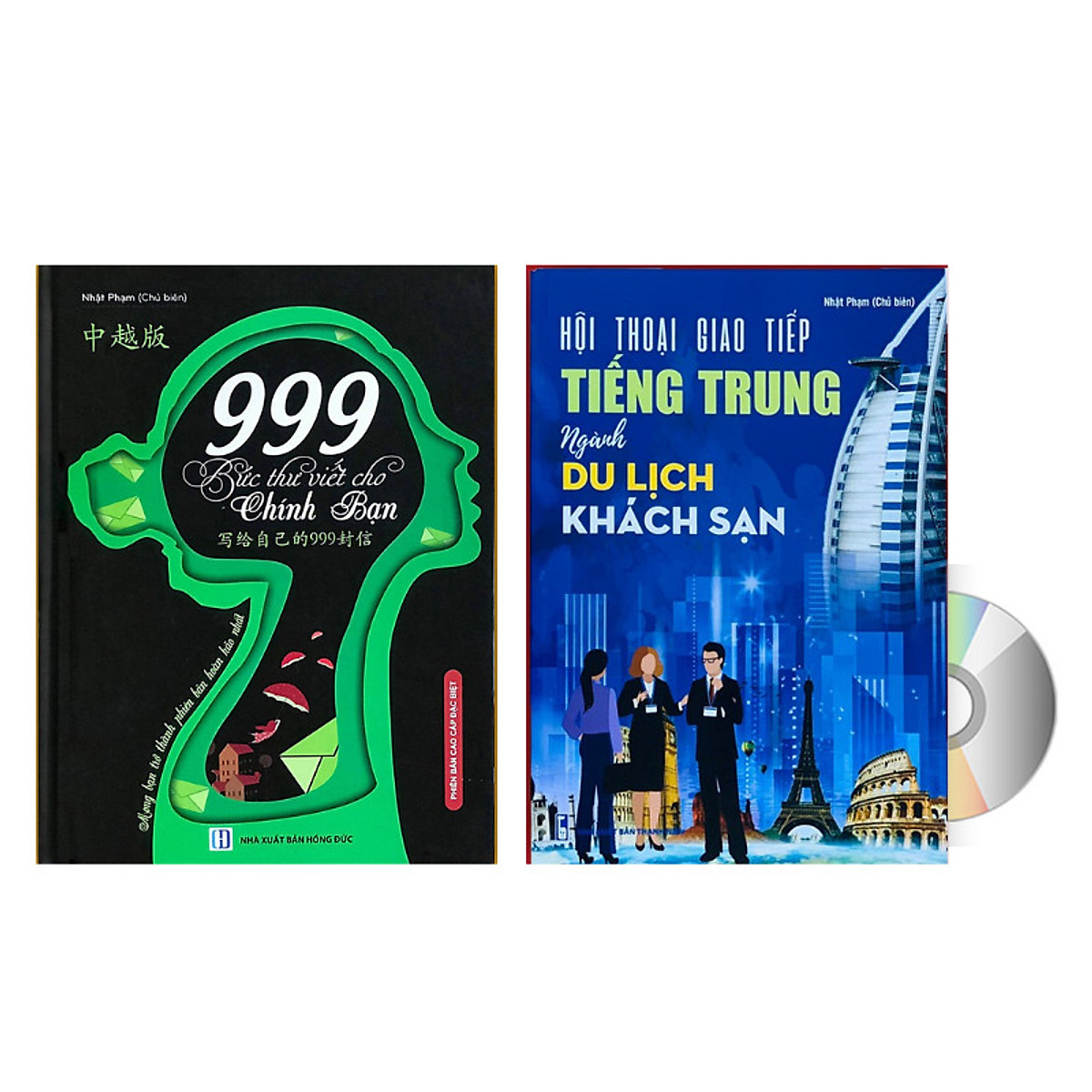 Sách - Combo 2 sách 999 bức thư viết cho chính mình song ngữ Trung việt có phiên âm MP3 nghe + Hội thoại giao tiếp tiếng Trung ngành du lịch khách sạn có audio nghe+DVD tài liệu