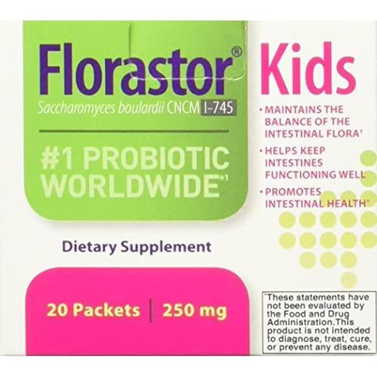 Biocodex Florastor Kids Probiotic Sachets, 20 Count Tiki