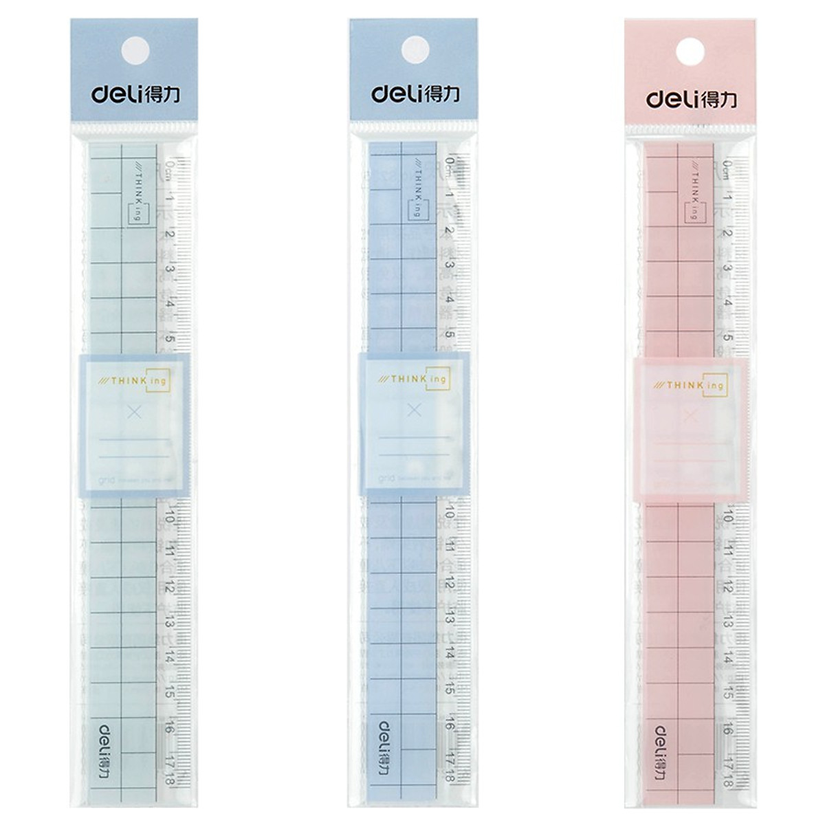 Thước kẻ 18cm Deli - Thước kẻ nhựa học sinh có một viền zigzac lượn sóng - Màu ngẫu nhiên pastel caro xinh xắn - 1 chiếc - 6235
