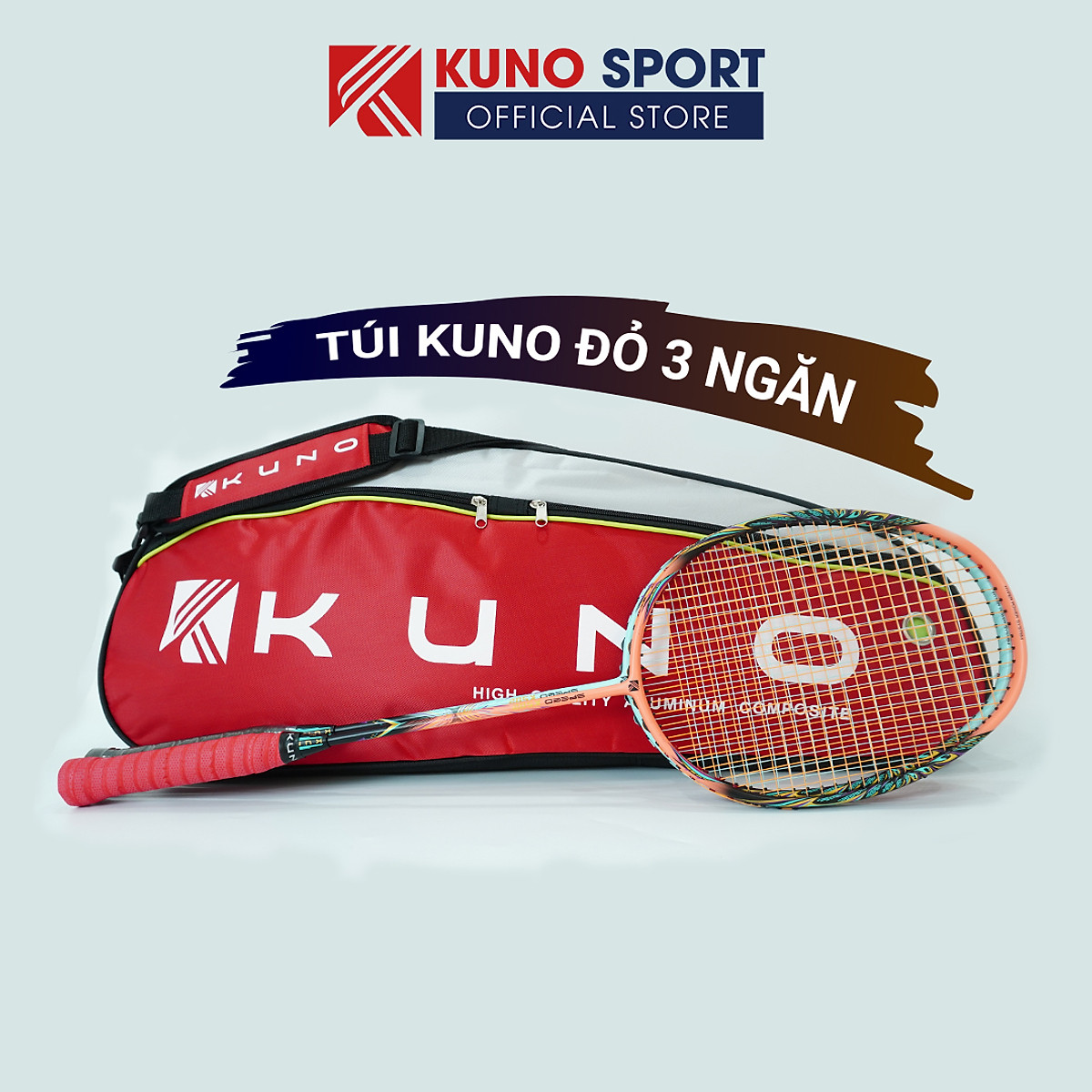 Túi Đựng Vợt Cầu Lông KUNO 3 Ngăn Sức Chứa Lớn 1 Quai Khoác Đường Nét Bền Đẹp - Túi GY05