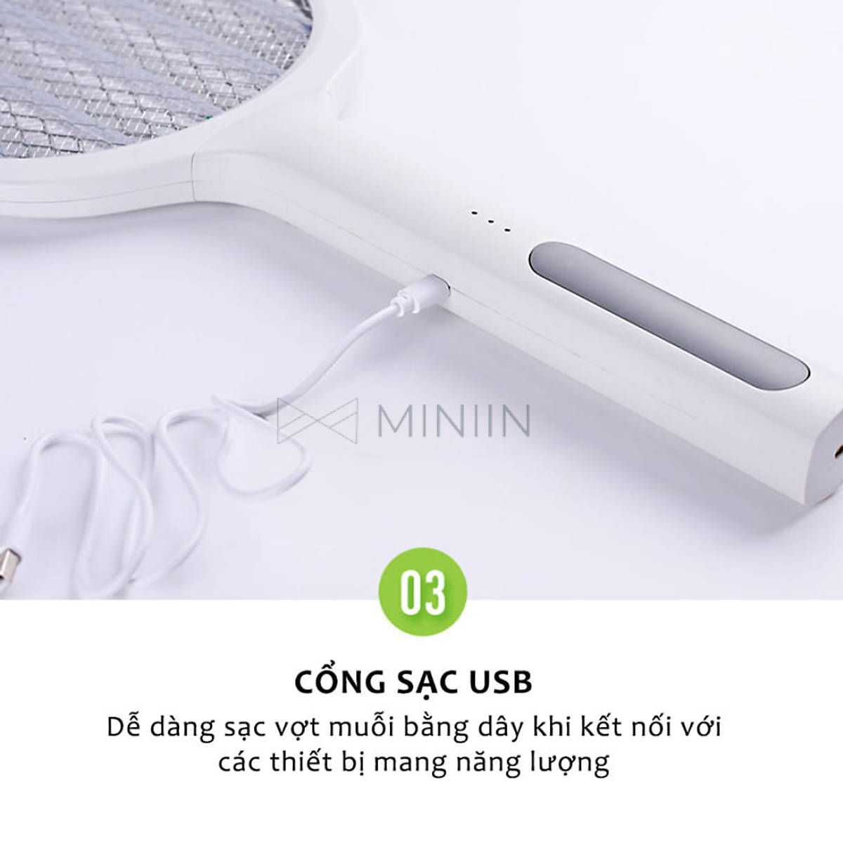 Vợt Muỗi Thông Minh Kiêm Đèn Bắt Muỗi Tự Động, Đèn Bắt Muỗi Có Cổng Sạc USB Và Đế Tiện Dụng - HÀNG CHÍNH HÃNG MINIIN