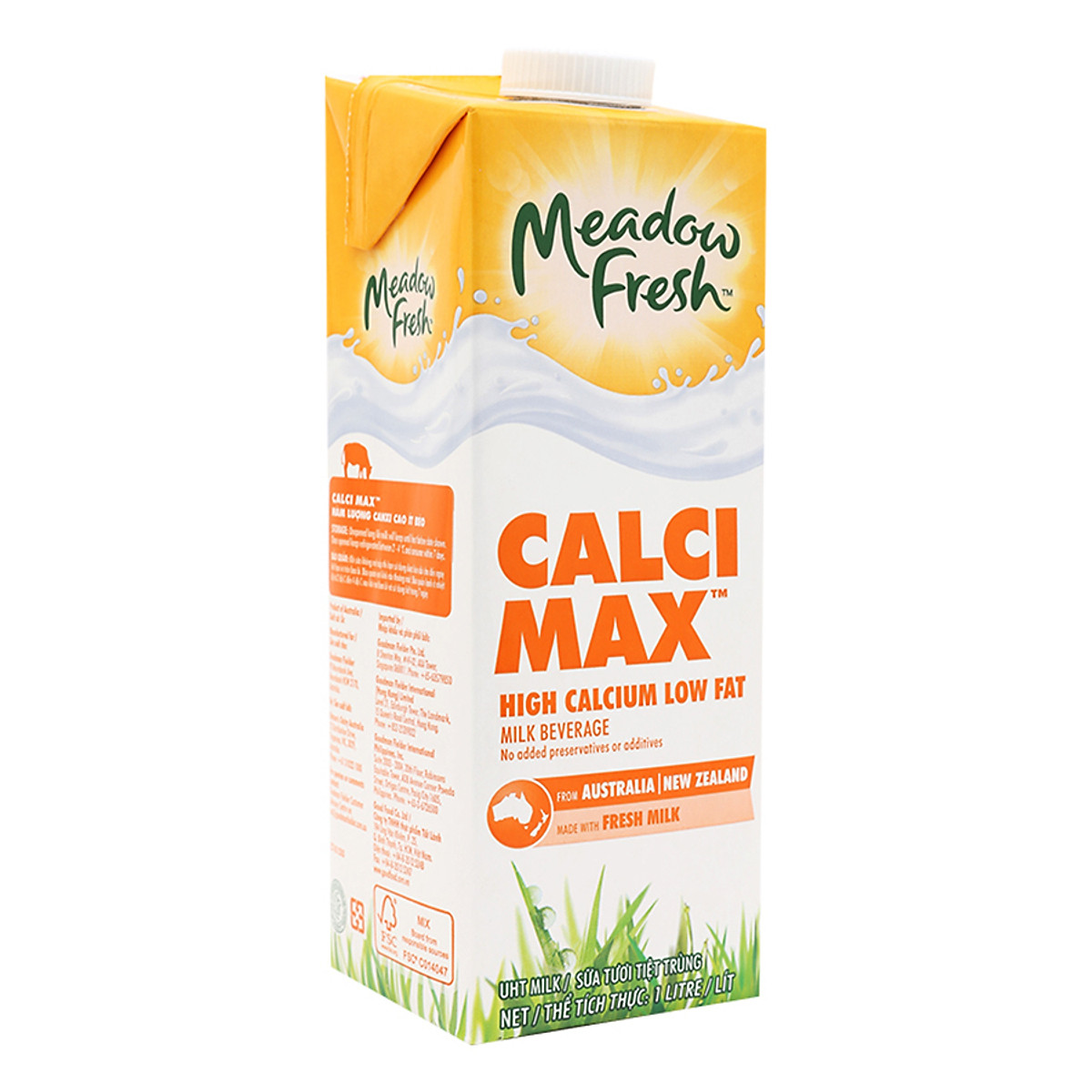Thùng 12 hộp Sữa Tươi Tiệt Trùng Giàu Canxi Ít Béo Meadow Fresh 1L hàng New Zealand