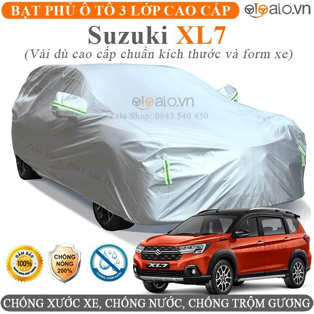 Bạt phủ xe ô tô Suzuki XL7 3 Lớp Cao Cấp Chống Nắng Nóng Chống Nước Chống Cháy Chống Bụi