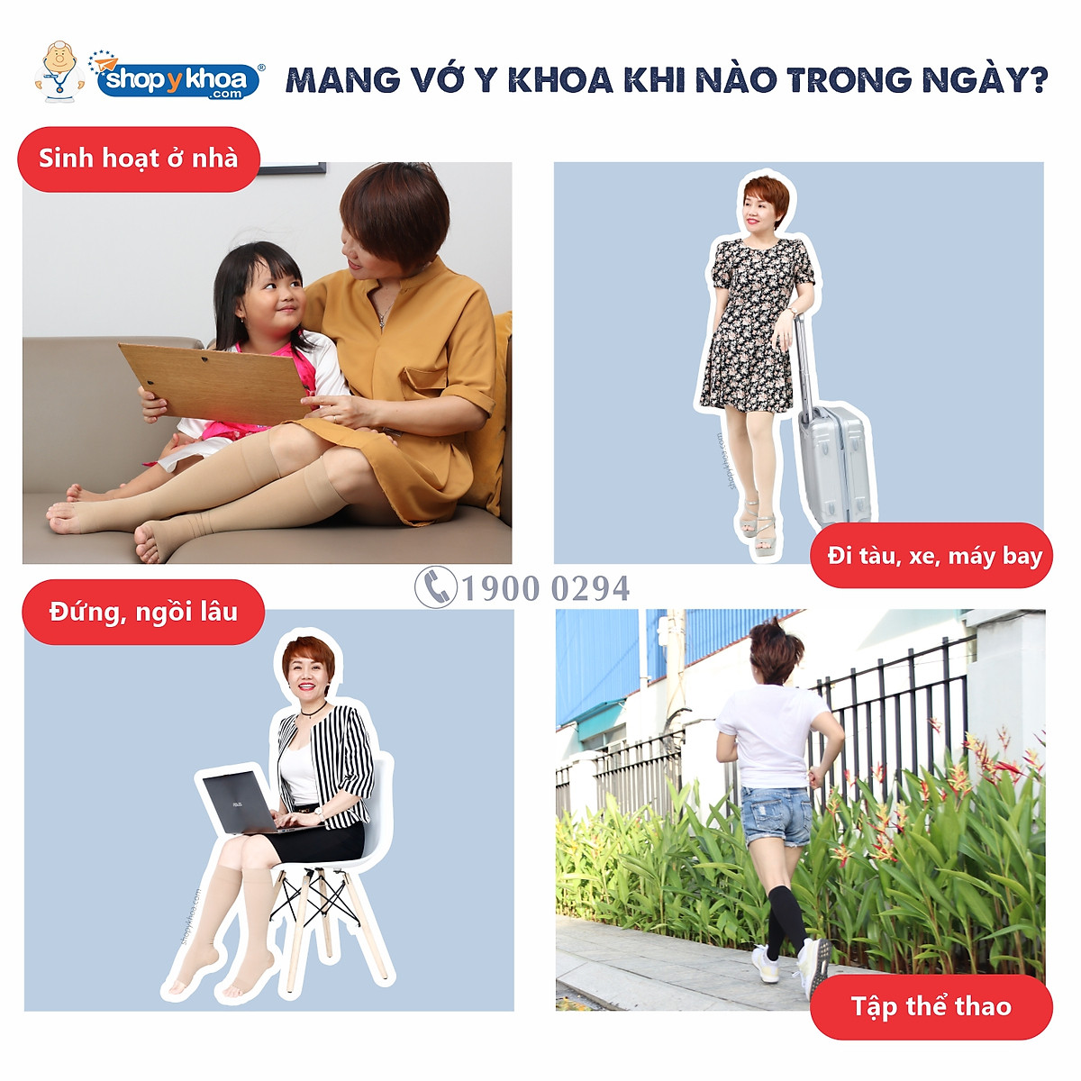 Vớ y khoa đùi Hỗ Trợ Điều Trị suy giãn tĩnh mạch chân JOBST Relief chuẩn áp lực 20-30mmHg - Da (tất y khoa)