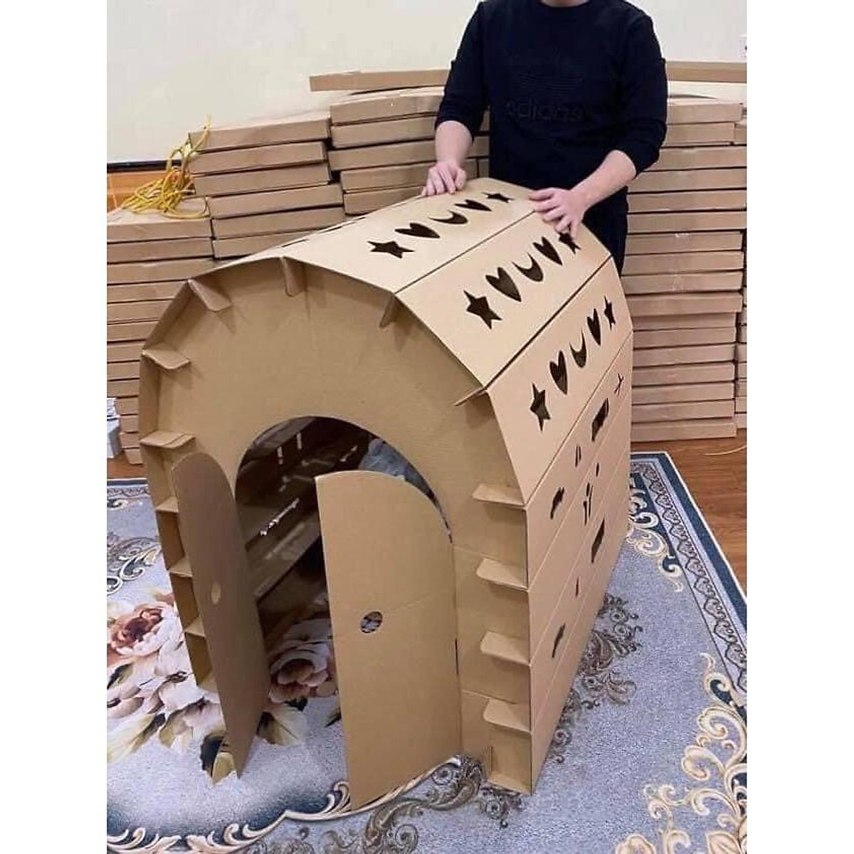 Nhà Giấy Lắp Ghép Hộp Bìa Carton Cho Bé - Lắp Ghép, Xếp Hình