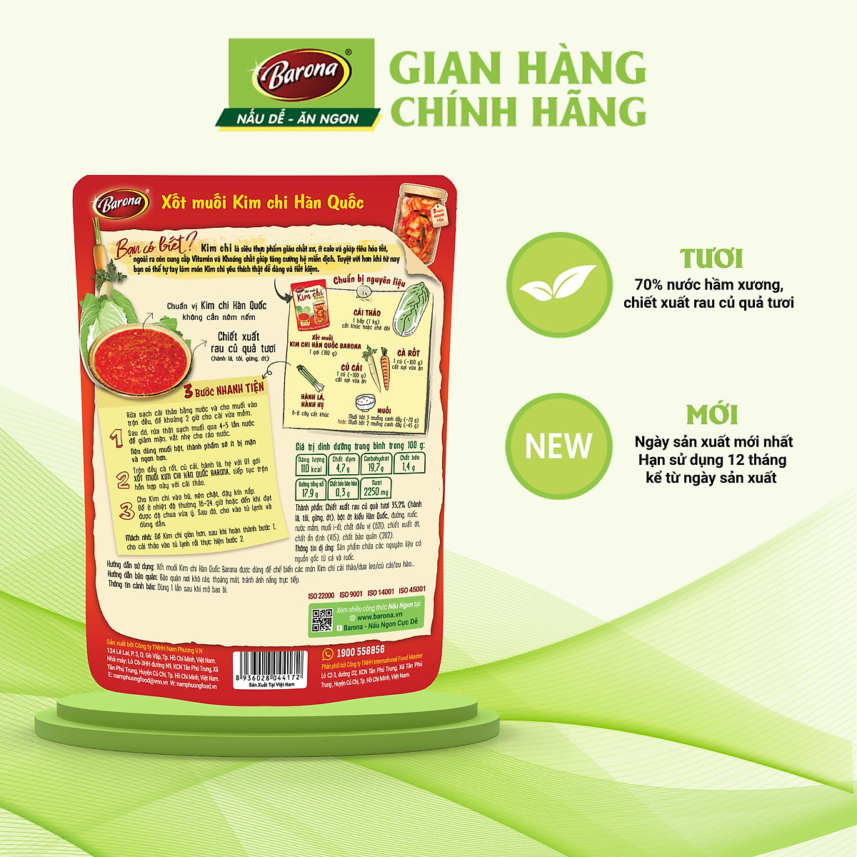 Xốt Muối Kim Chi Hàn Quốc Barona 180g