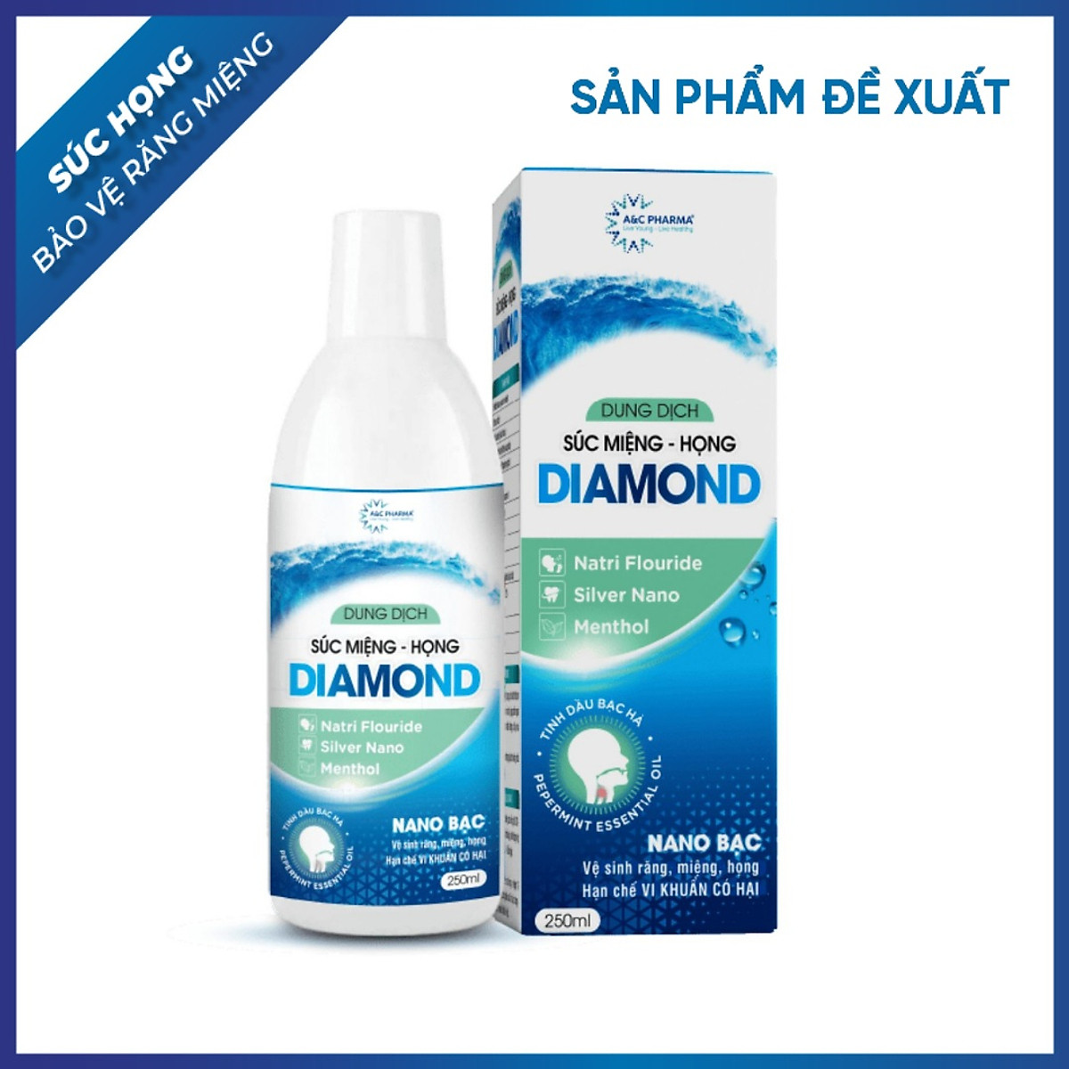 Dung Dịch Súc Miệng Họng Nano Bạc - Diamond A&C Pharma - Bộ Sản Phẩm Chăm  Sóc Răng Miệng