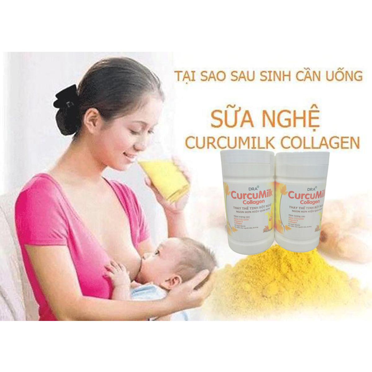 Combo 2 hộp Sữa Nghệ Curcumilk Collagen (1000g) Dùng Cho Mẹ Sau sinh, Bệnh Nhân Sau Phẫu Thuật, Người bị Dạ Dày, Da Bị Sạm, Tàn Nhang