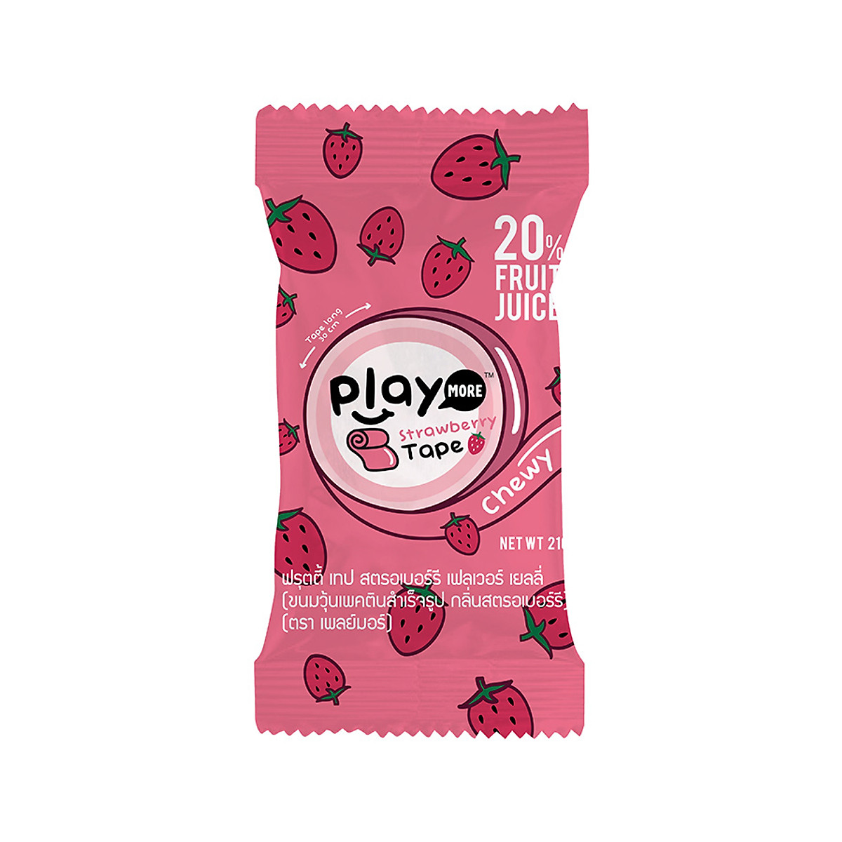 Lốc 12 Kẹo Dẻo Cuộn Playmore Vị Dâu 21g