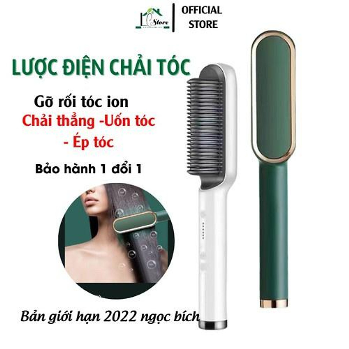 BH 1 Năm Lược Điện Chải Tóc Tạo Kiểu Chuyên Nghiệp  Kiêm Máy Uốn  Duỗi   Ép Tóc
