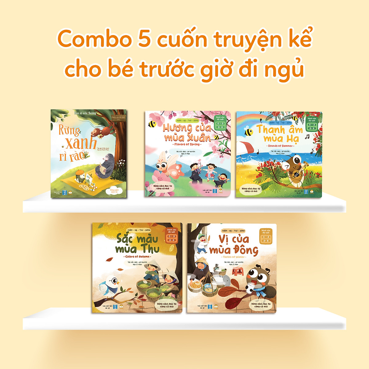 Combo 5 Cuốn Truyện Kể Cho Bé Trước Giờ Đi Ngủ (Rừng Xanh Rì Rào Bìa Cứng + 4 Cuốn Xuân - Hạ - Thu - Đông) - Sách Đọc To Cho Trẻ 0-1-2-3-4-5-6 Tuổi