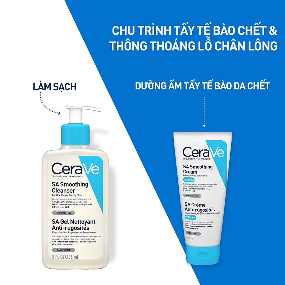 Sữa rửa mặt làm sạch & tẩy tế bào chết dịu nhẹ CeraVe SA Smoothing Cleanser 236ml