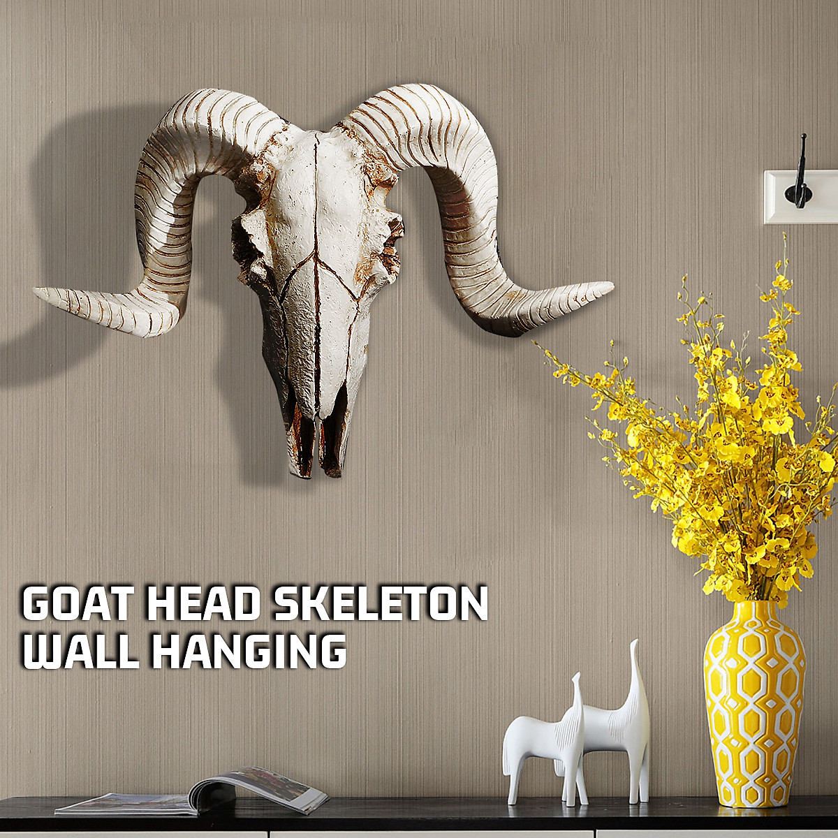 Mua Wall Mounted Resin Ram Skull Sheep Head Animal Art Hanging Sculpture  Decoration