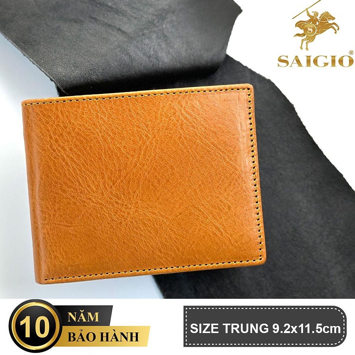 Ví Da Nam Hàng Hiệu HERITAGE Siêu Bền Bỉ, Size Trung, Thiết Kế Cổ Điển, Đơn Giản, Dáng Ngang - Gập 2, Đựng Tiền và Thẻ ATM Tiện Dụng - Hàng Chính Hãng SAIGIO